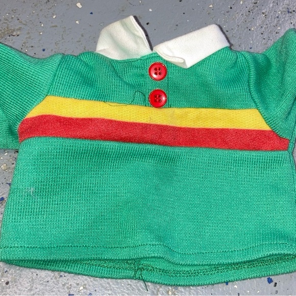 VINTAGE CABBAGE PATCH DESIGNER LINE GREEN STRIPED POLO SHIRT TOP - Picture 1 of 1